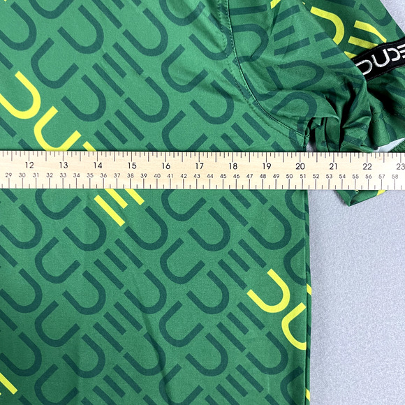 Waggle Dude Golf Polo Shirt Mens Medium Green Short Sleeve Allover Print - Picture 5 of 12